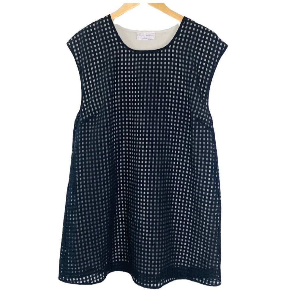 Audrey 3+ 1 Black And White Geometric Print Cap Sleeve Tunic Top Size Large